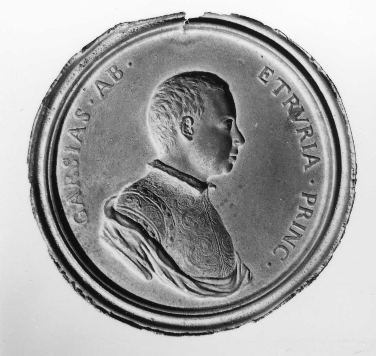 ritratto di Garzia de' Medici (calco di medaglia) - ambito fiorentino (sec. XVIII)