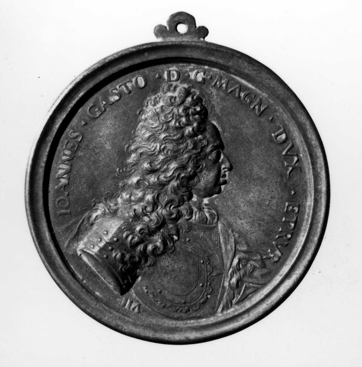 ritratto di Gian Gastone de' Medici; rami di alloro e olivo legati (medaglia) di Selvi Antonio, Vaggelli Bartolomeo (sec. XVIII)