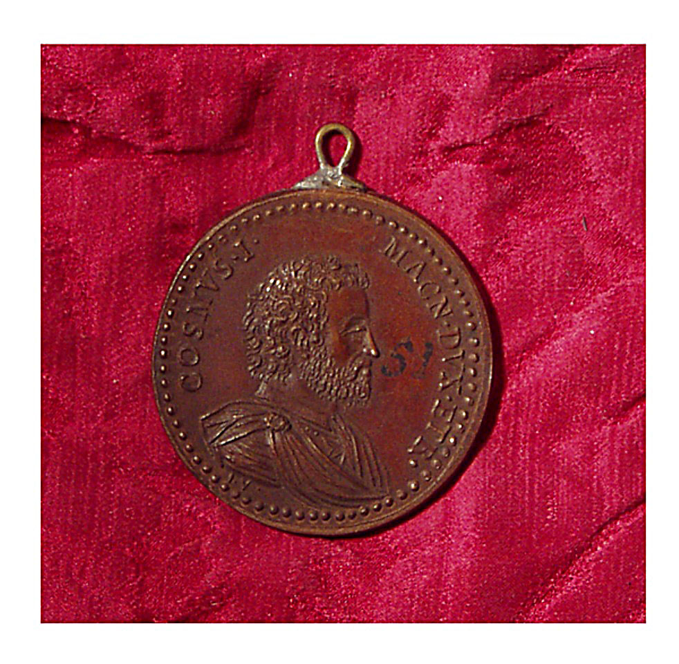 ritratto di Cosimo I de' Medici; Cosimo I a cavallo (medaglia) di Weber Giovanni Zanobio (sec. XVIII)