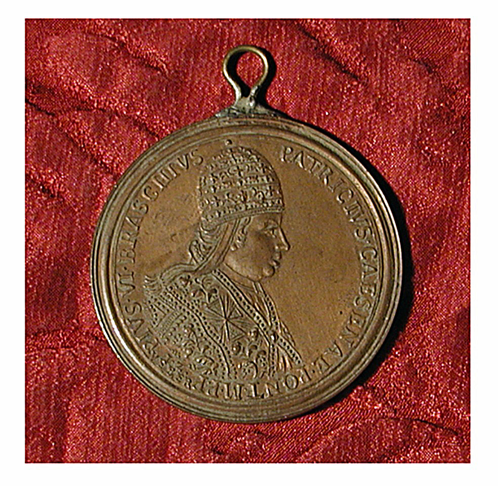 ritratto di papa Pio VI; figura che invoca Dio (medaglia) di Weber Giovanni Zanobio (sec. XVIII)