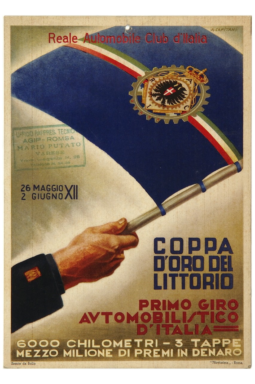 braccio sventola bandiera con stemma (locandina) di Capitani Alfredo (sec. XX)