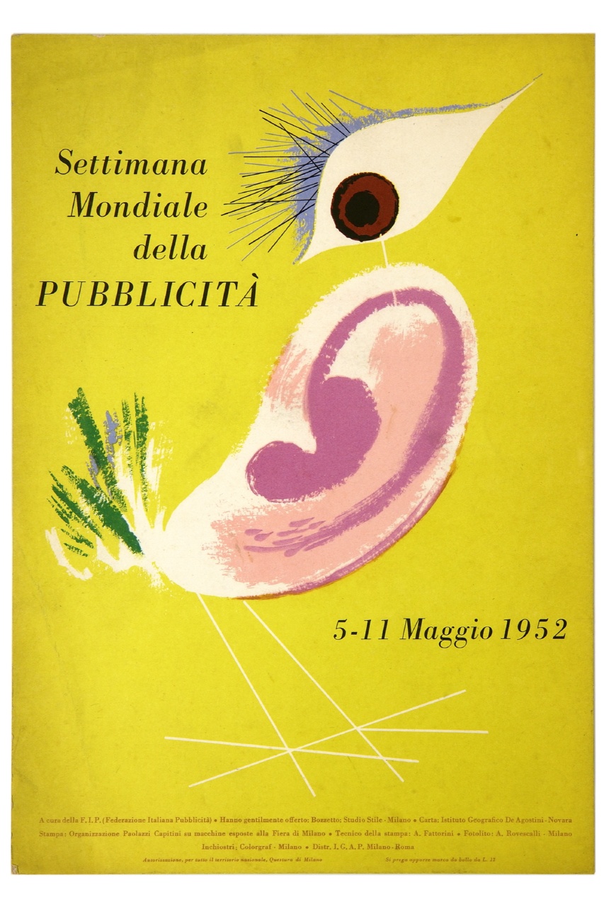 occhio e orecchio su campo giallo (locandina) di Rossetti Gian Carlo (attribuito), Studio Stile (sec. XX)