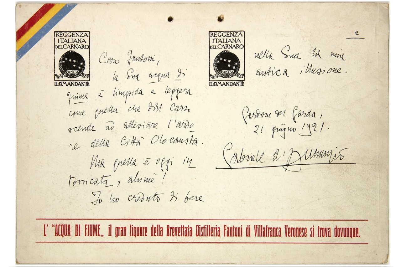 chirografo di Gabriele d'Annunzio (locandina) - ambito italiano (sec. XX)