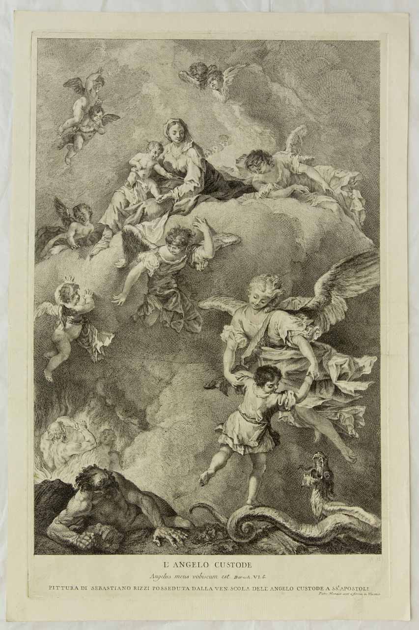 Allegoria dell'angelo custode (stampa) di Monaco Pietro, Ricci Sebastiano - ambito bellunese (sec. XVIII)