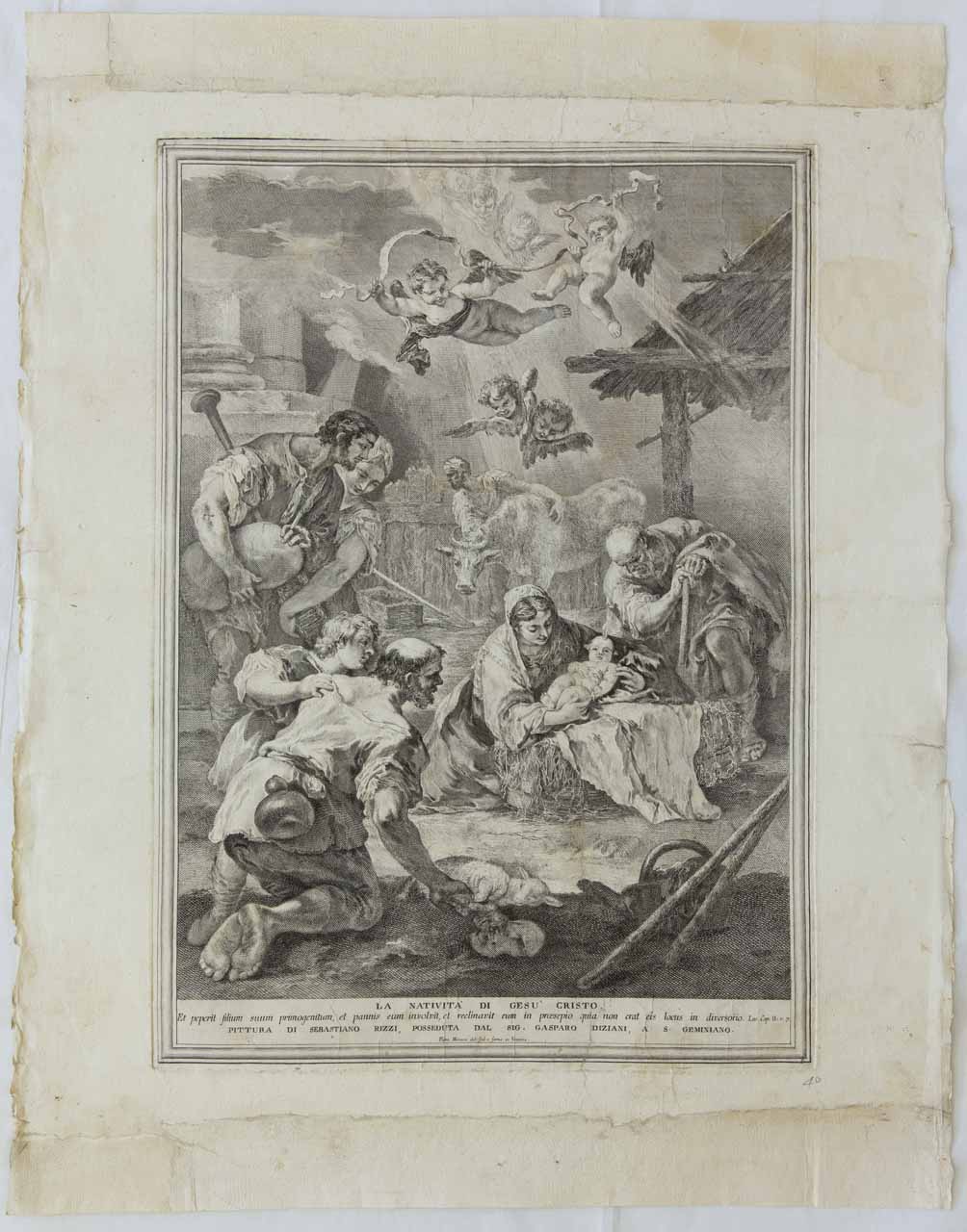 Adorazione dei pastori (stampa) di Monaco Pietro, Ricci Sebastiano - ambito bellunese (sec. XVIII)