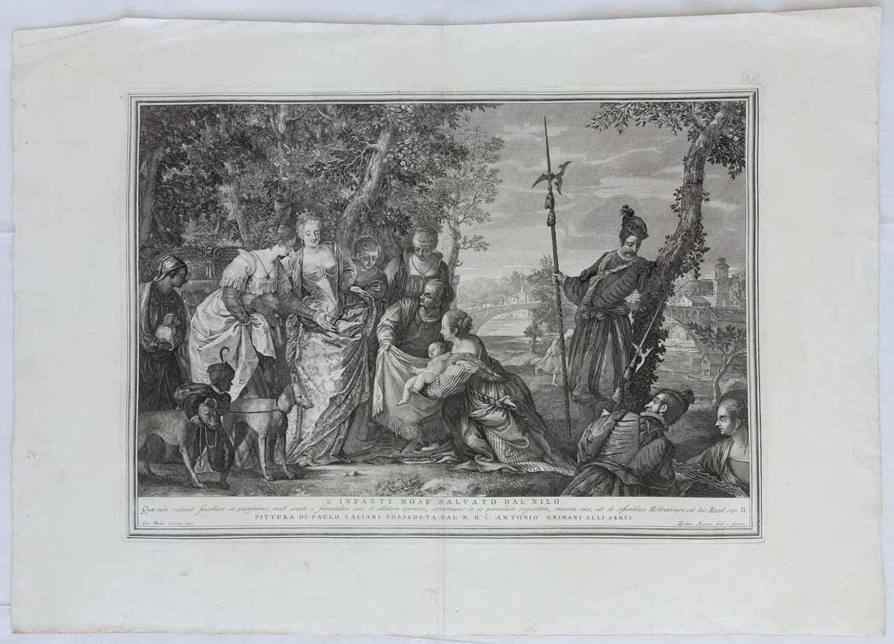 Ritrovamento di Mosè (stampa) di Monaco Pietro, Caliari Paolo detto Veronese, Crosato Giovanni Battista - ambito bellunese (sec. XVIII)