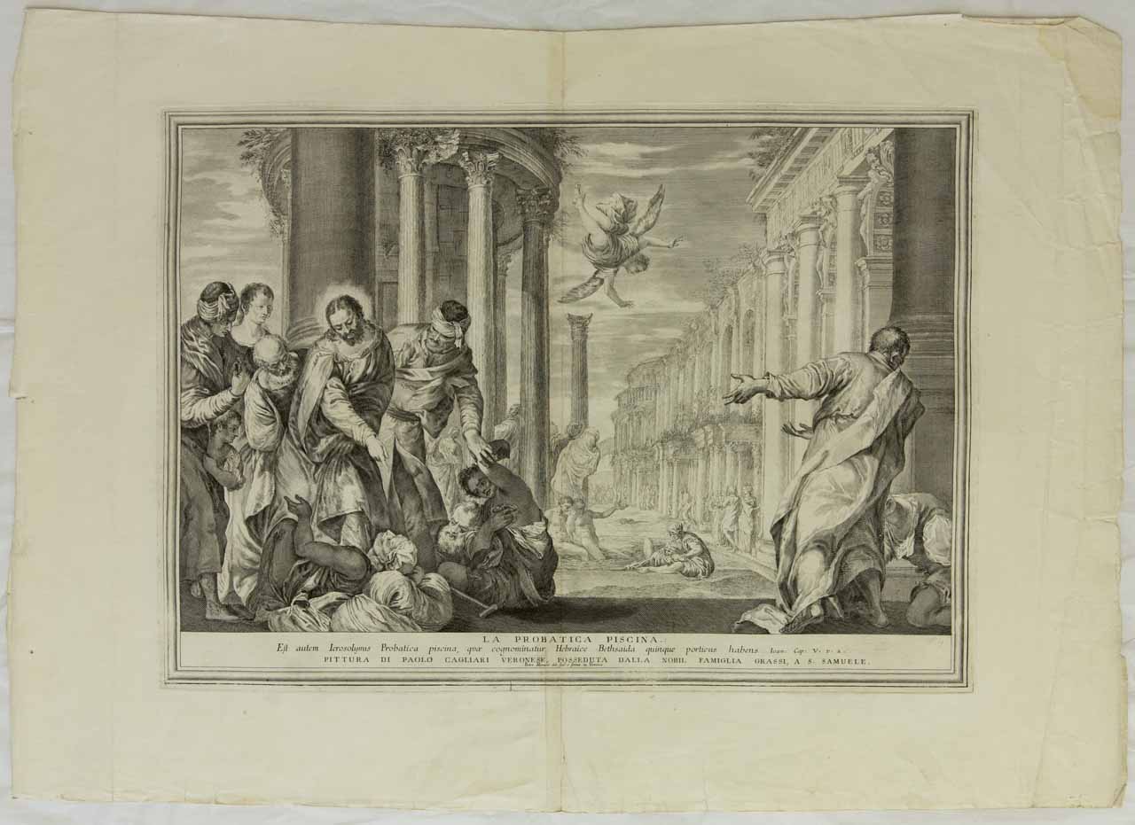 Piscina probatica (stampa) di Monaco Pietro, Caliari Paolo detto Veronese - ambito bellunese (sec. XVIII)