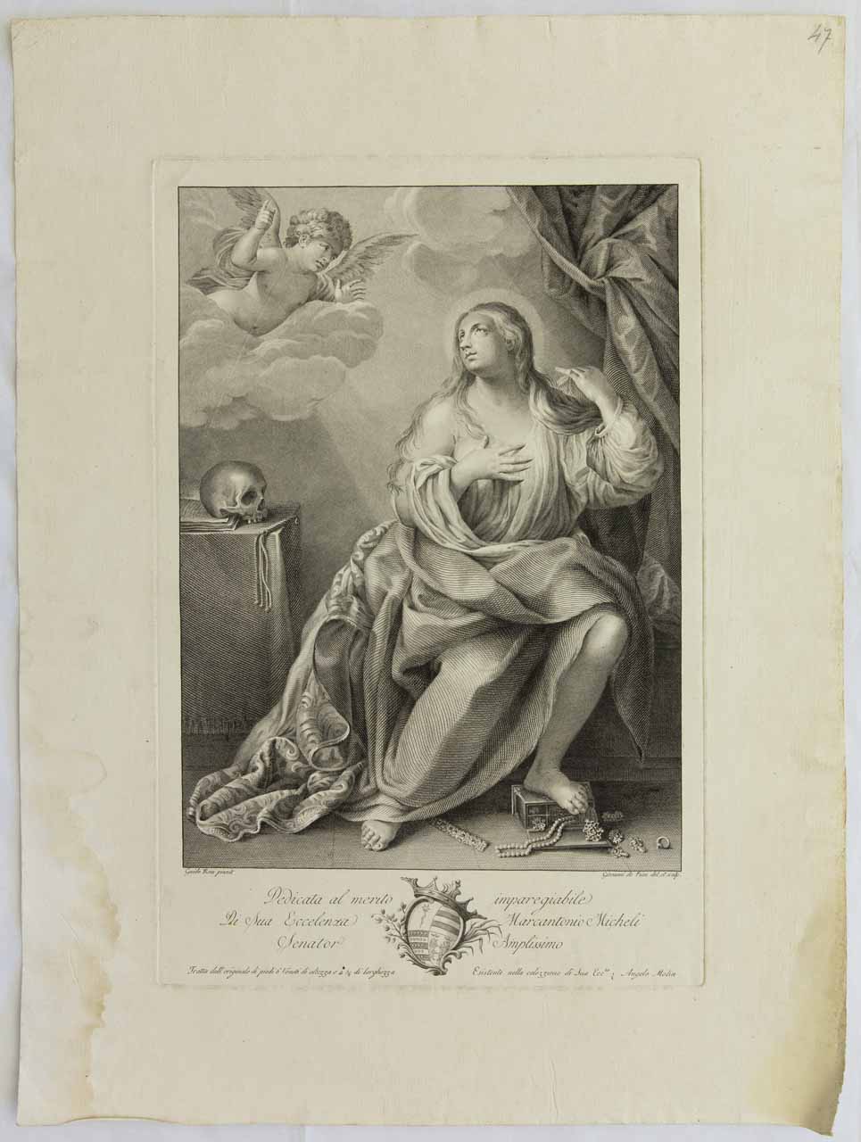 Maddalena penitente, Santa Maria Maddalena penitente (stampa) di Pian Giovanni Maria, Reni Guido - ambito bellunese (sec. XVII)