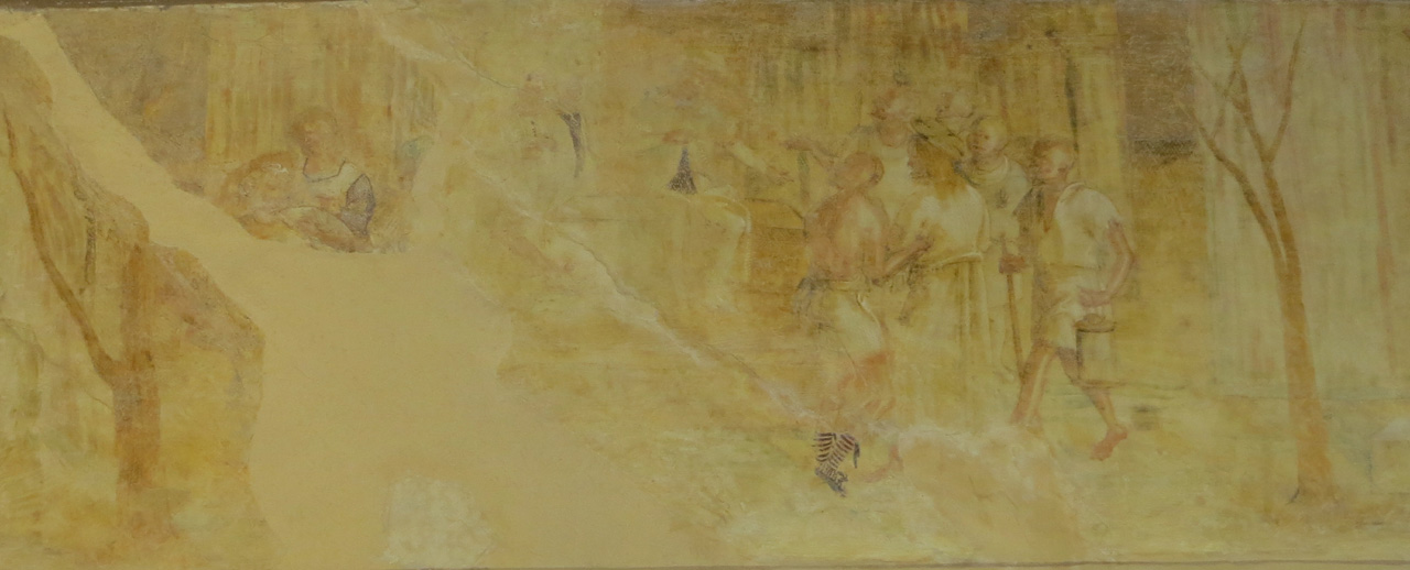 Storie della Passione di Cristo, Cristo davanti Pilato (dipinto, elemento d'insieme) di Aspertini Amico (fine/ inizio secc. XV/ XVI)