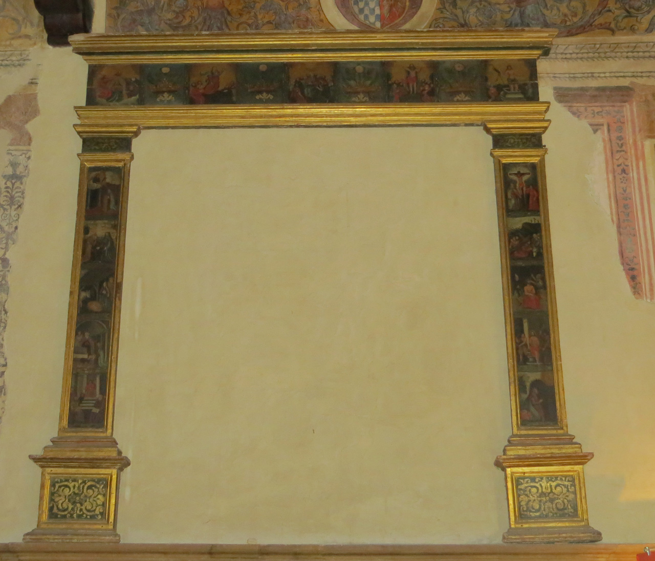 misteri del Rosario (cornice a impostazione architettonica, opera isolata) - ambito marchigiano (ultimo quarto sec. XVI)