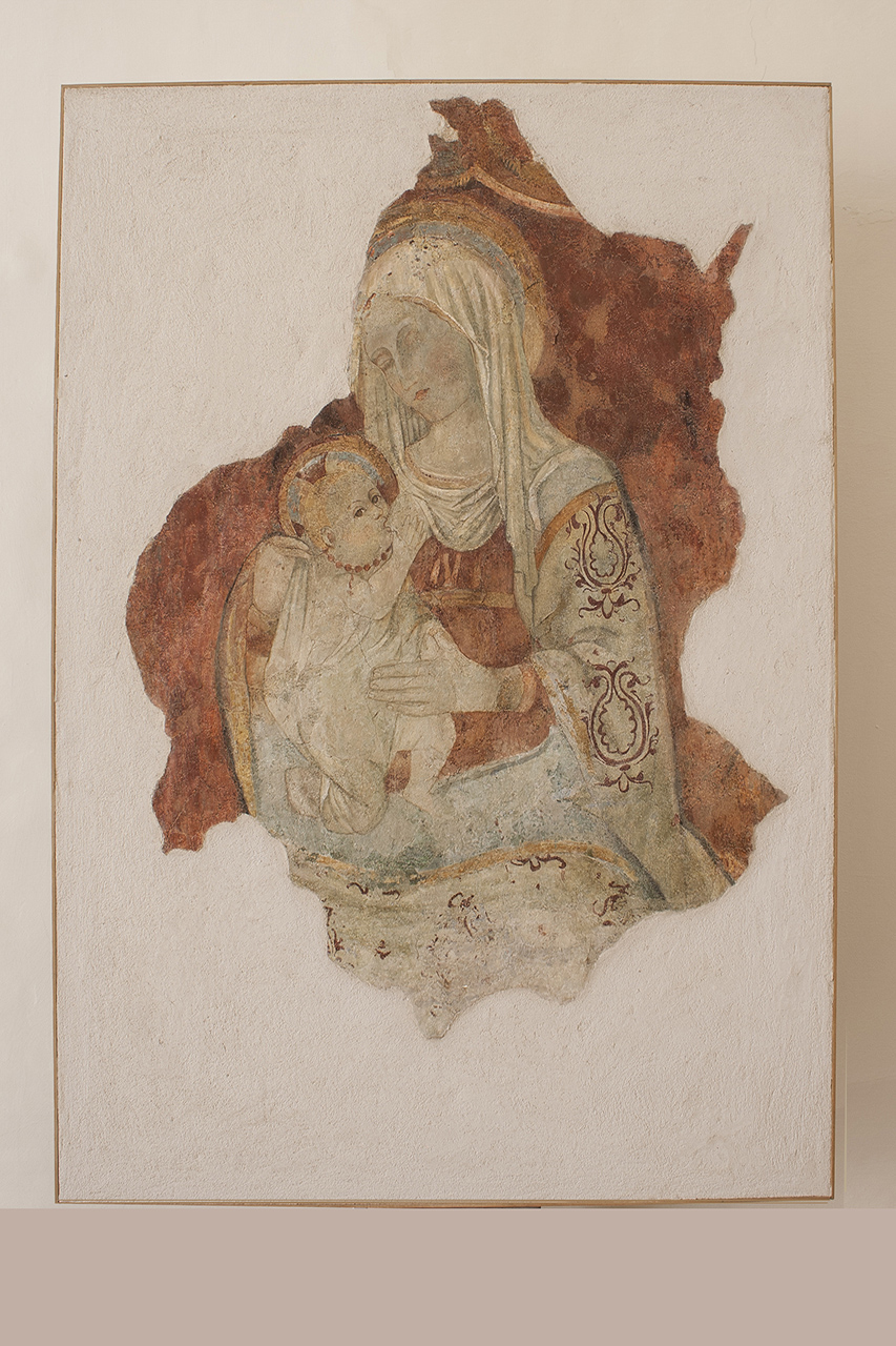 Madonna del Latte, Madonna con Bambino (dipinto, frammento) di Girolamo di Giovanni (attribuito) - ambito marchigiano (ultimo quarto sec. XV)