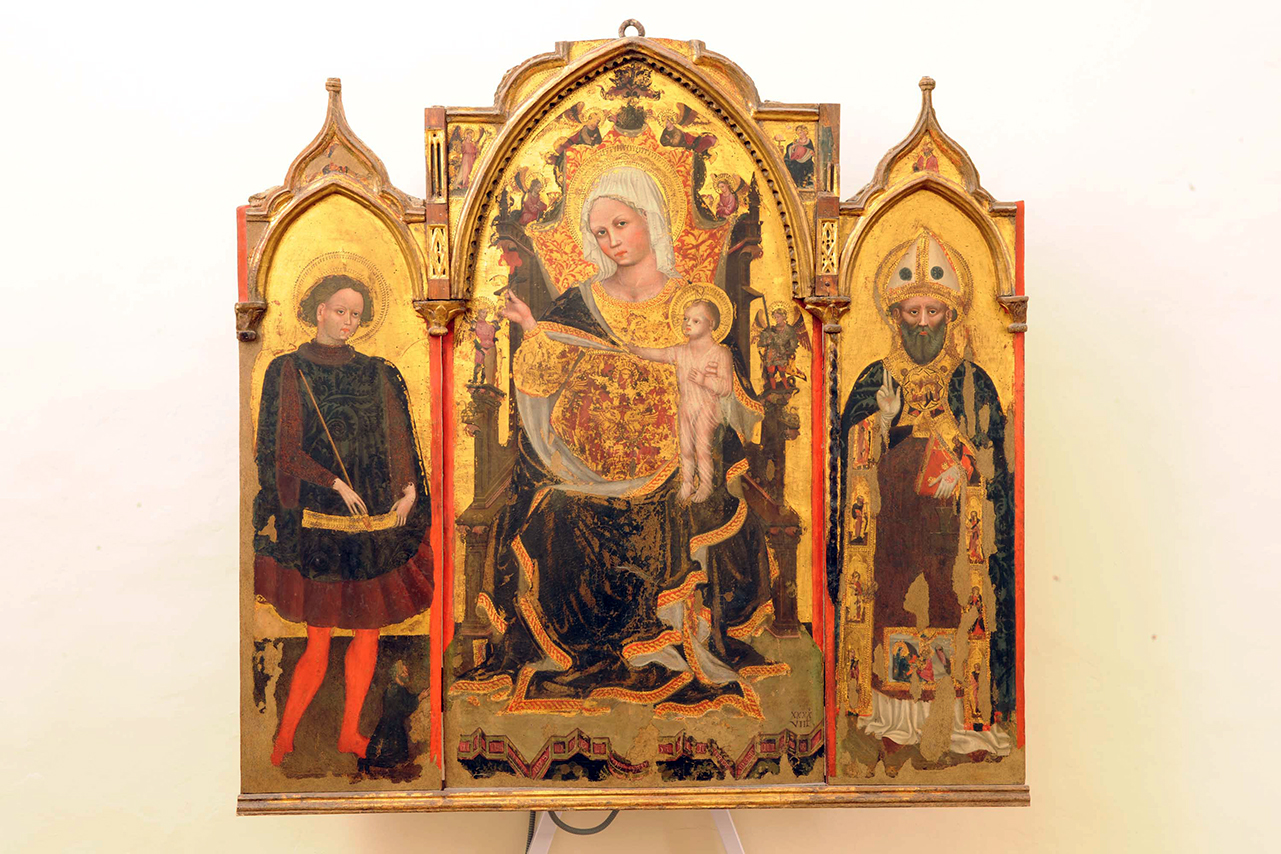 Madonna con Bambino e santi (trittico, opera isolata) di Angeli Marino - ambito marchigiano (metà sec. XV)