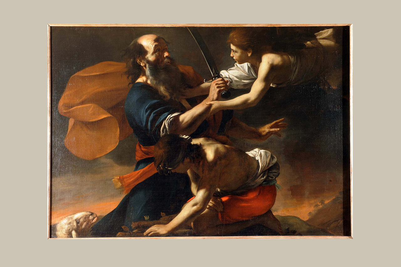Il sacrificio di Isacco, Abramo, Isacco, Angelo (dipinto, elemento d'insieme) di Preti Mattia (attribuito) - ambito napoletano (metà sec. XVII)