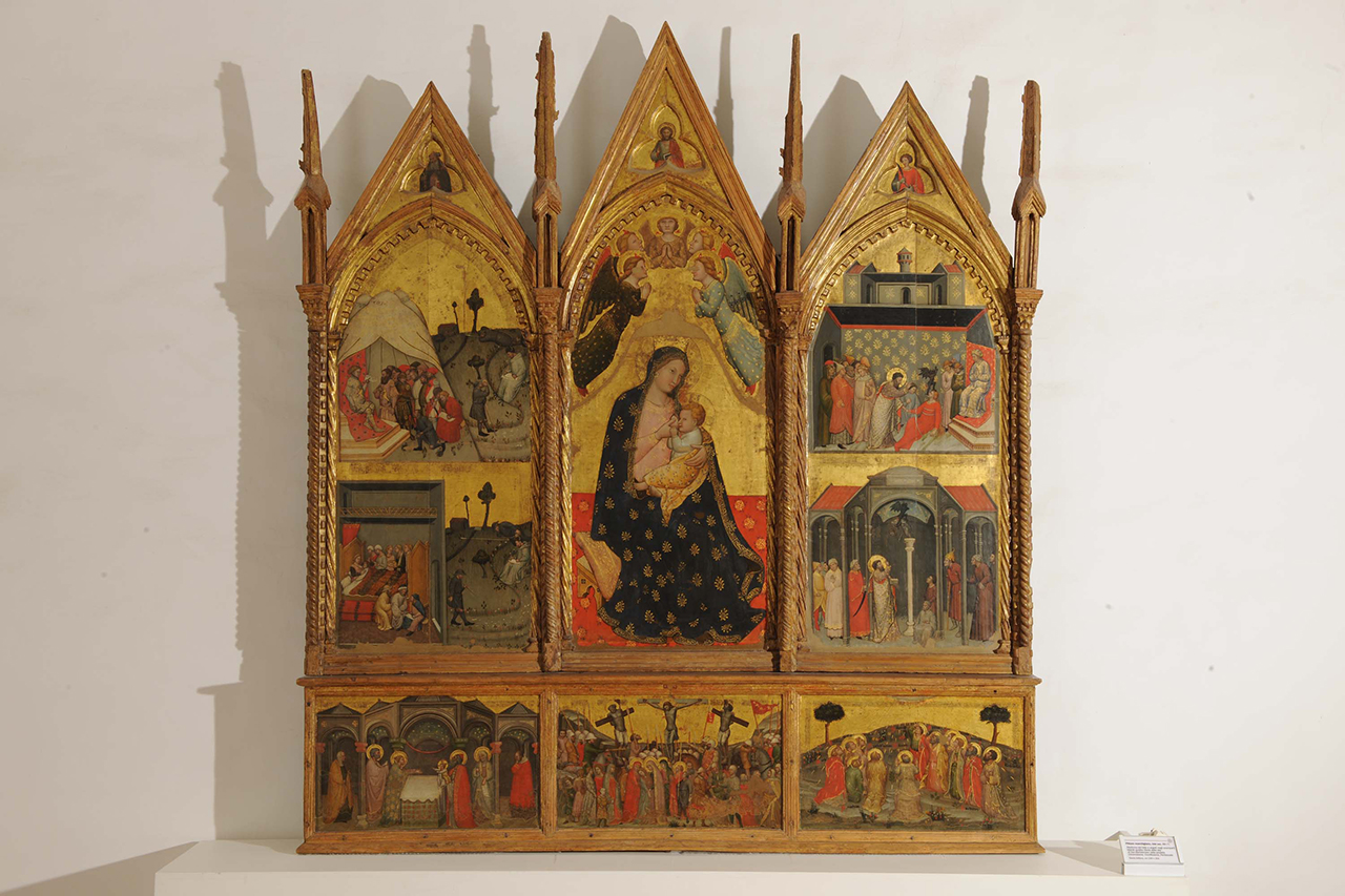 Madonna con Bambino e angeli, Storie della vita di San Bartolomeo (polittico, elemento d'insieme) - ambito marchigiano (inizio sec. XV)