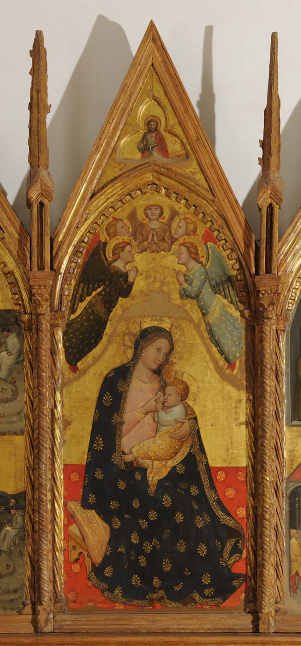 Madonna del latte e angeli, Madonna con Bambino e angeli (dipinto, elemento d'insieme) - ambito marchigiano (inizio sec. XV)