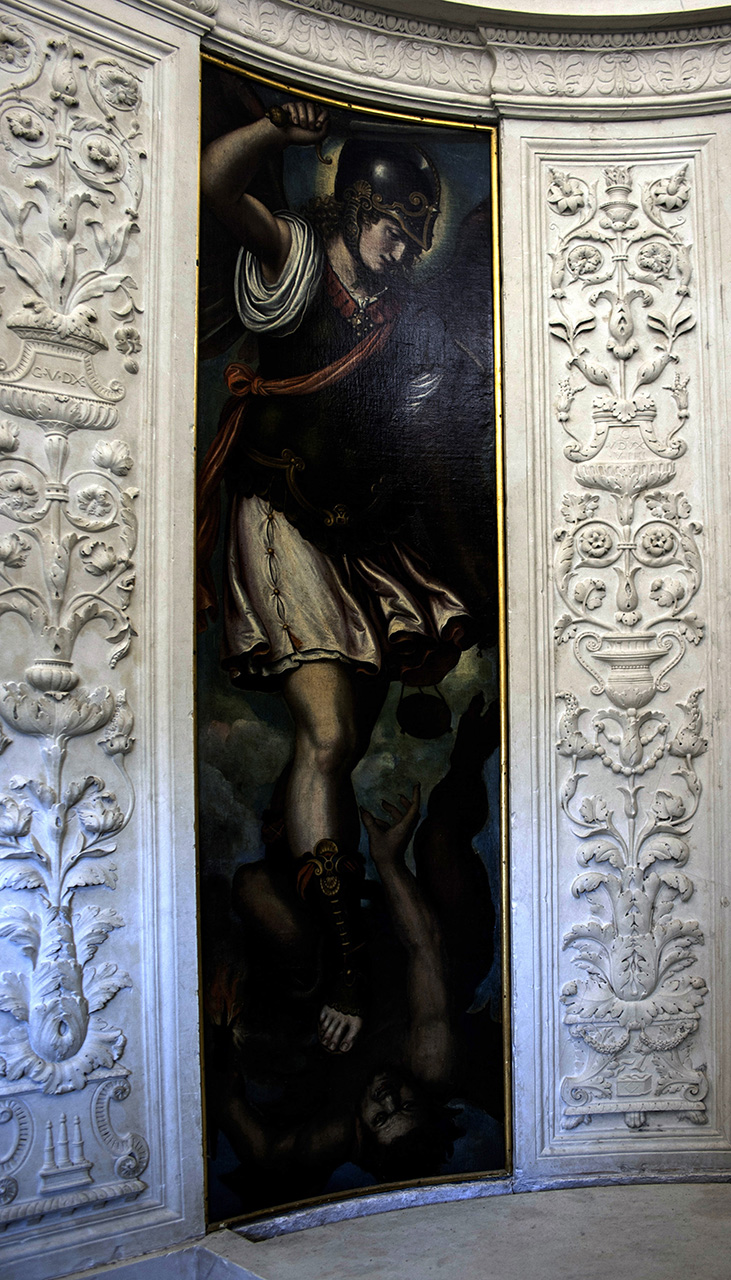San Michele Arcangelo (dipinto, elemento d'insieme) di Frangipane Niccolò (bottega) - ambito veneto-friulano (seconda metà sec. XVI)