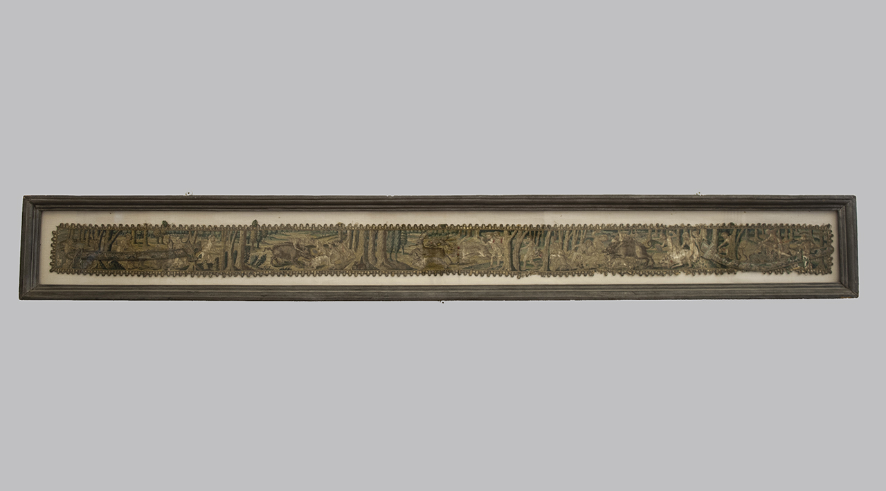 Scena di caccia (fascia ornamentale, opera isolata) di Genga Girolamo (attribuito) - manifattura italiana (prima metà sec. XVI)