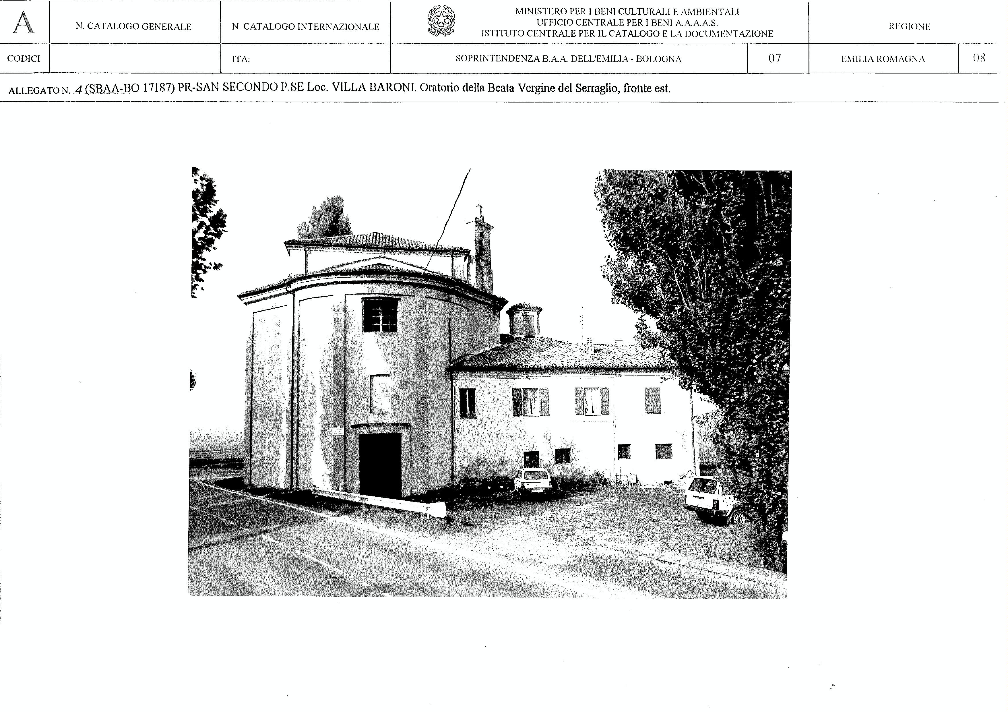 Oratorio della B.V. del Serraglio (edilizia religiosa complessa a corpi aggregati, chiesastica) - San Secondo Parmense (PR) 