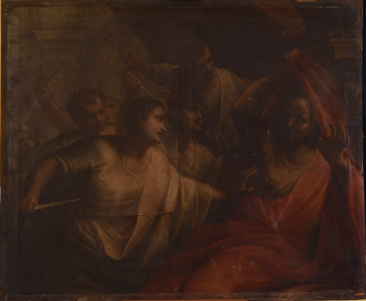 assassinio di Cesare (dipinto) - ambito Italia centrale (prima metà sec. XVIII)