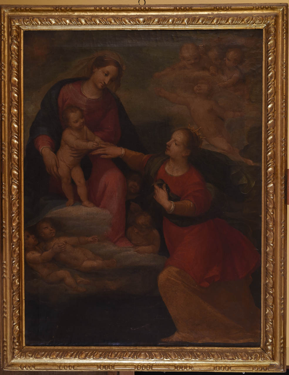 matrimonio mistico di Santa Caterina d'Alessandria (dipinto) di Casolani Alessandro (sec. XVII)