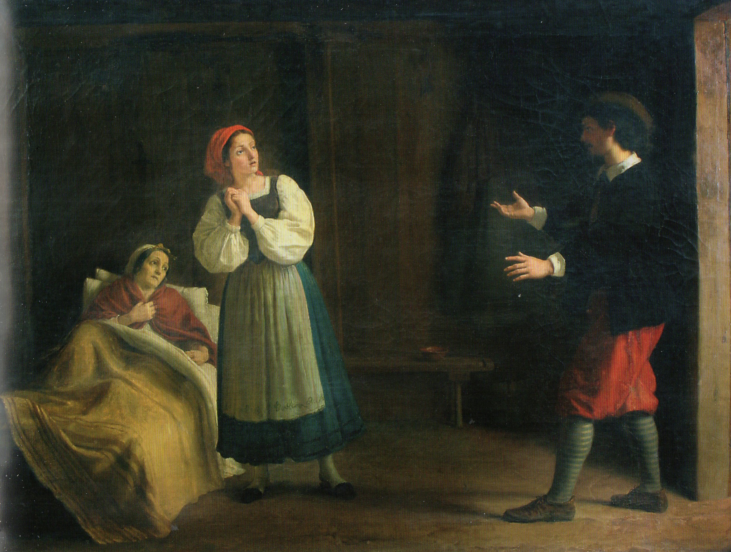 Renzo che trova Lucia, Renzo trova Lucia al lazzaretto (dipinto) di Centenari Sidonio (sec. XIX)