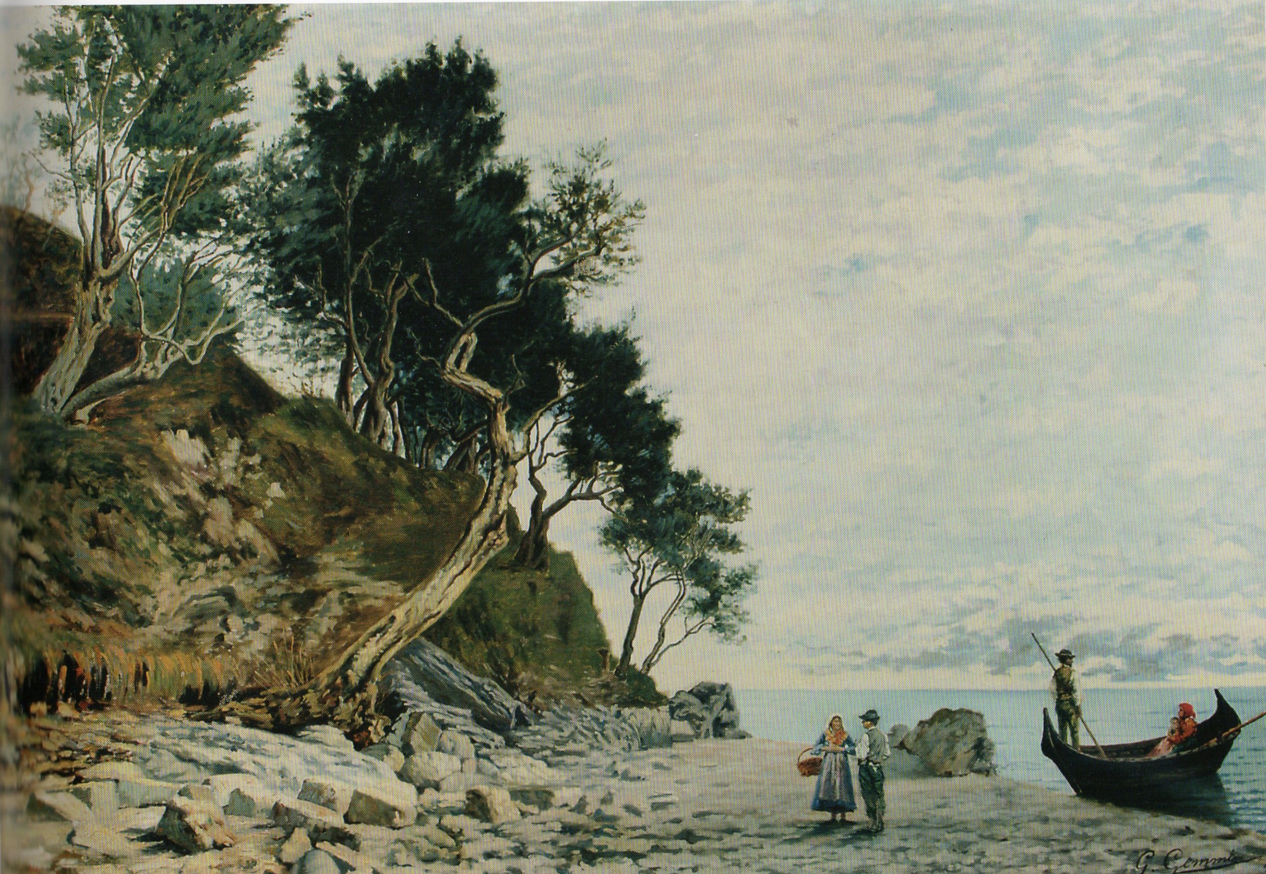 Lago di Garda, Paesaggio lacustre (dipinto) di Gemmi Giacomo (sec. XIX)