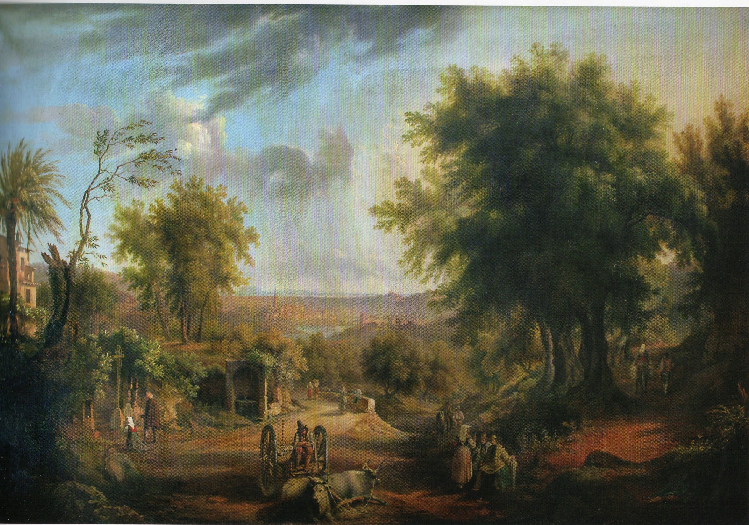 Salita di Albano verso la Riccia, Paesaggio boschivo (dipinto) di Drugman Giuseppe (sec. XIX)