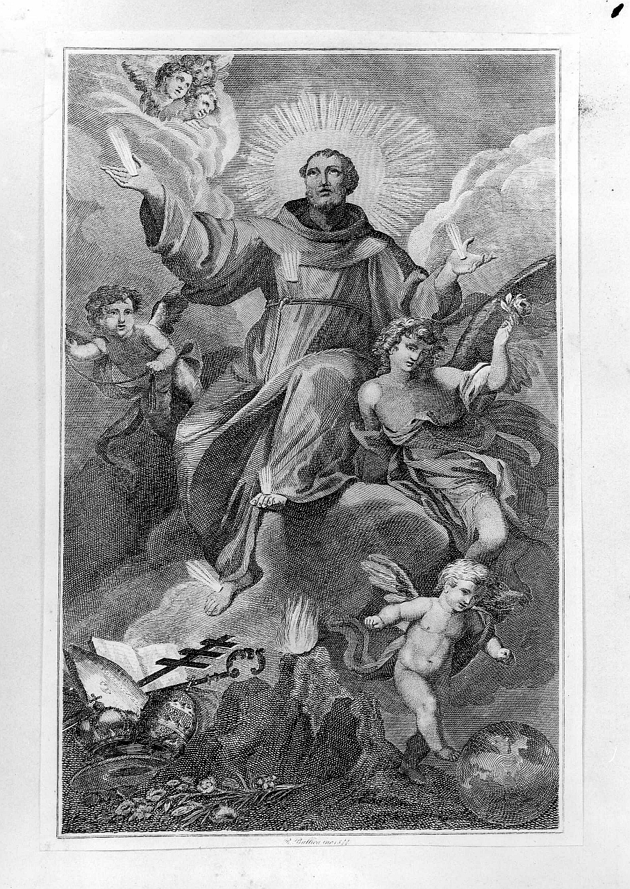 San Francesco d'Assisi in gloria (stampa) di Bullica R (sec. XIX)