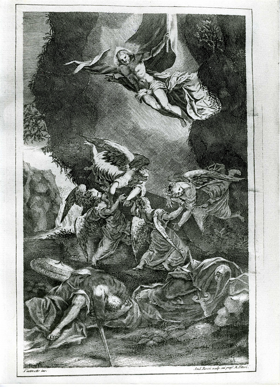 resurrezione di Cristo (stampa) di De' Rossi Andrea, Robusti Jacopo detto Tintoretto (sec. XVIII)