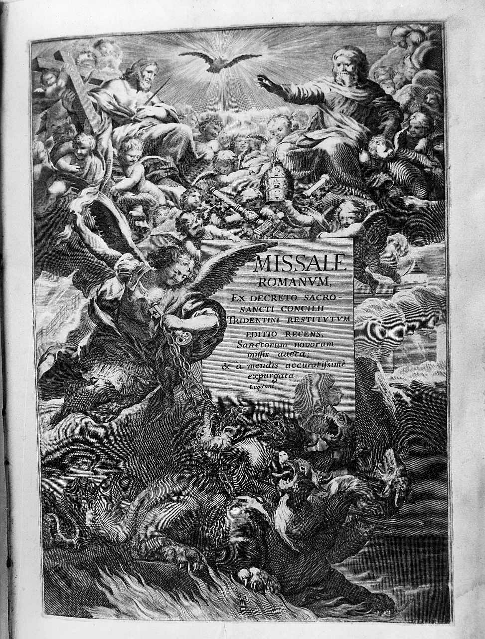 angelo che caccia il drago negli abissi (stampa) di Houat Francois (sec. XVII)