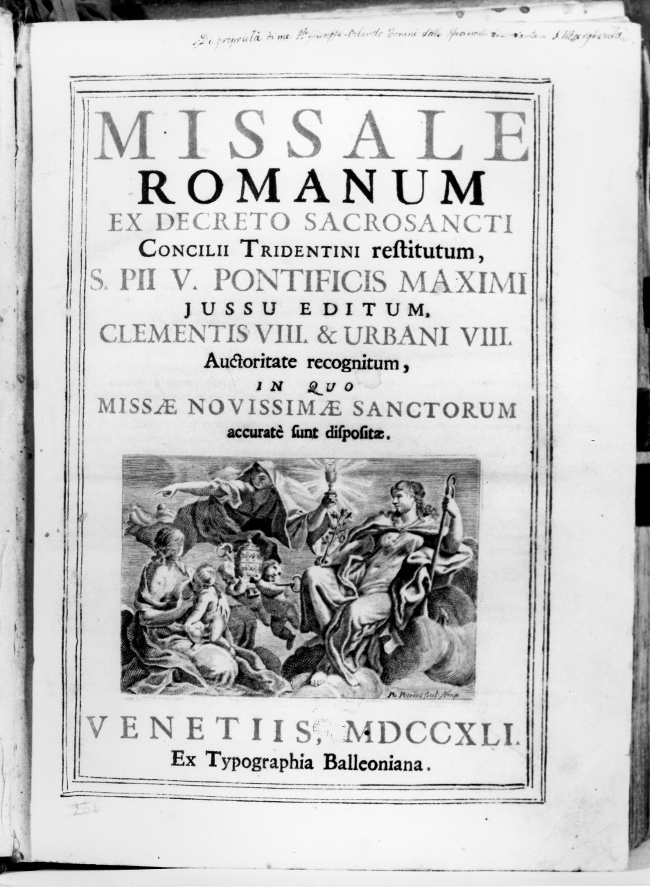 tre Virtù Teologali con i simboli del Papato (stampa) di Petrini Paolo (sec. XVIII)