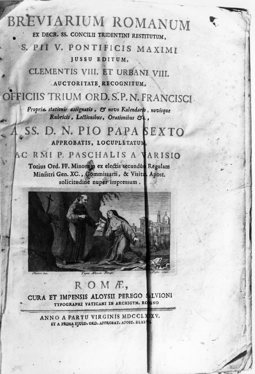 San Francesco d'Assisi conferma la Regola dell'Ordine delle Clarisse (stampa) di Olivieri, Bossi Giacomo (sec. XVIII)