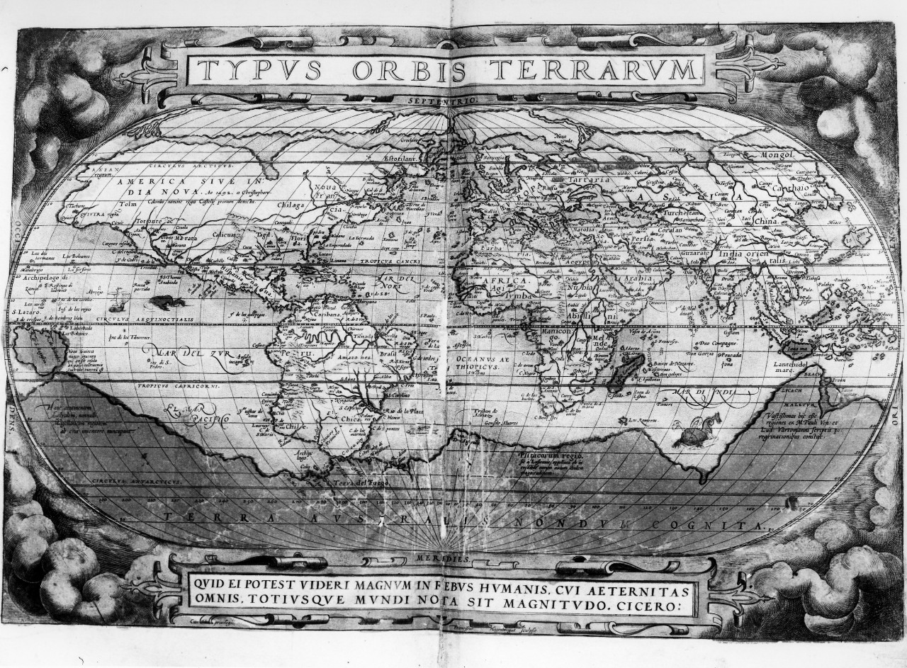 carta geografica del mondo (stampa) di Ortelio Abramo (sec. XVI)