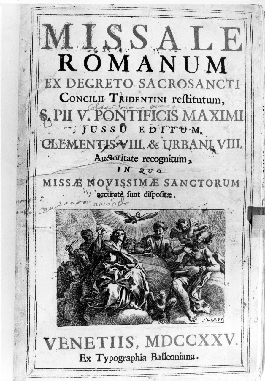 quattro evangelisti ispirati dai loro simboli (stampa) di Piccini Elisabetto detta Suor Isabella (seconda metà sec. XVII)