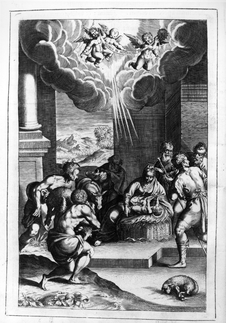 adorazione dei pastori (stampa) - ambito romano (ultimo quarto sec. XVI)