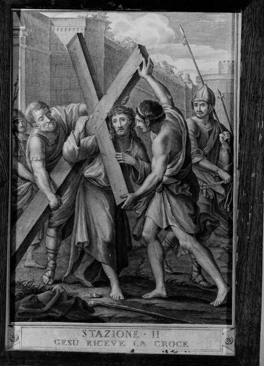 stazione II: Gesù caricato della croce (stampa) - ambito romano (fine/ inizio secc. XVIII/ XIX)