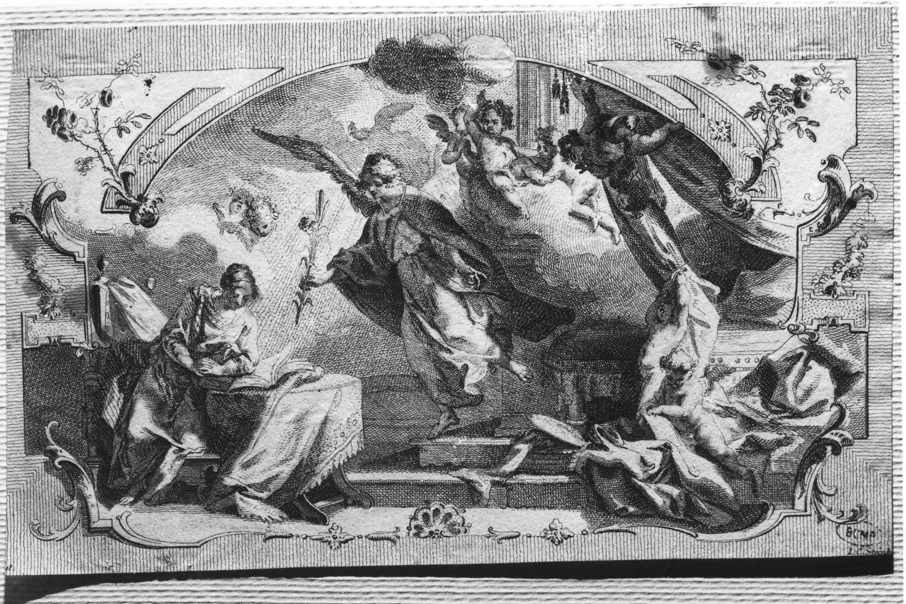 Annunciazione (stampa smarginata) di Steimberger Johann Christophe, Speer Martin (prima metà sec. XVIII)