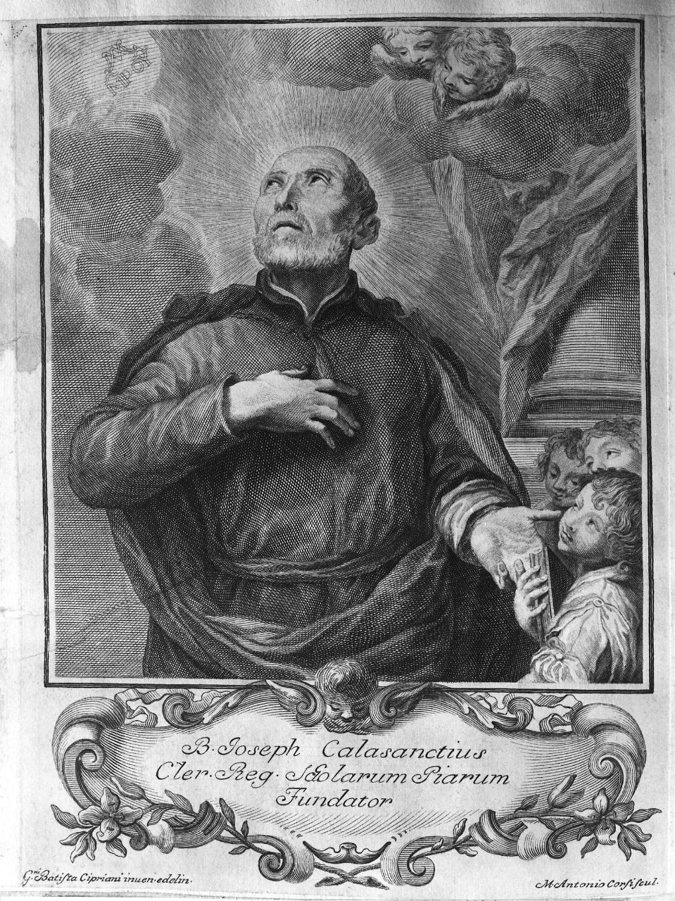 Beato Giuseppe Colasanti (stampa tagliata) di Corsi Marcantonio, Cipriani Giovanni Battista (seconda metà sec. XVIII)