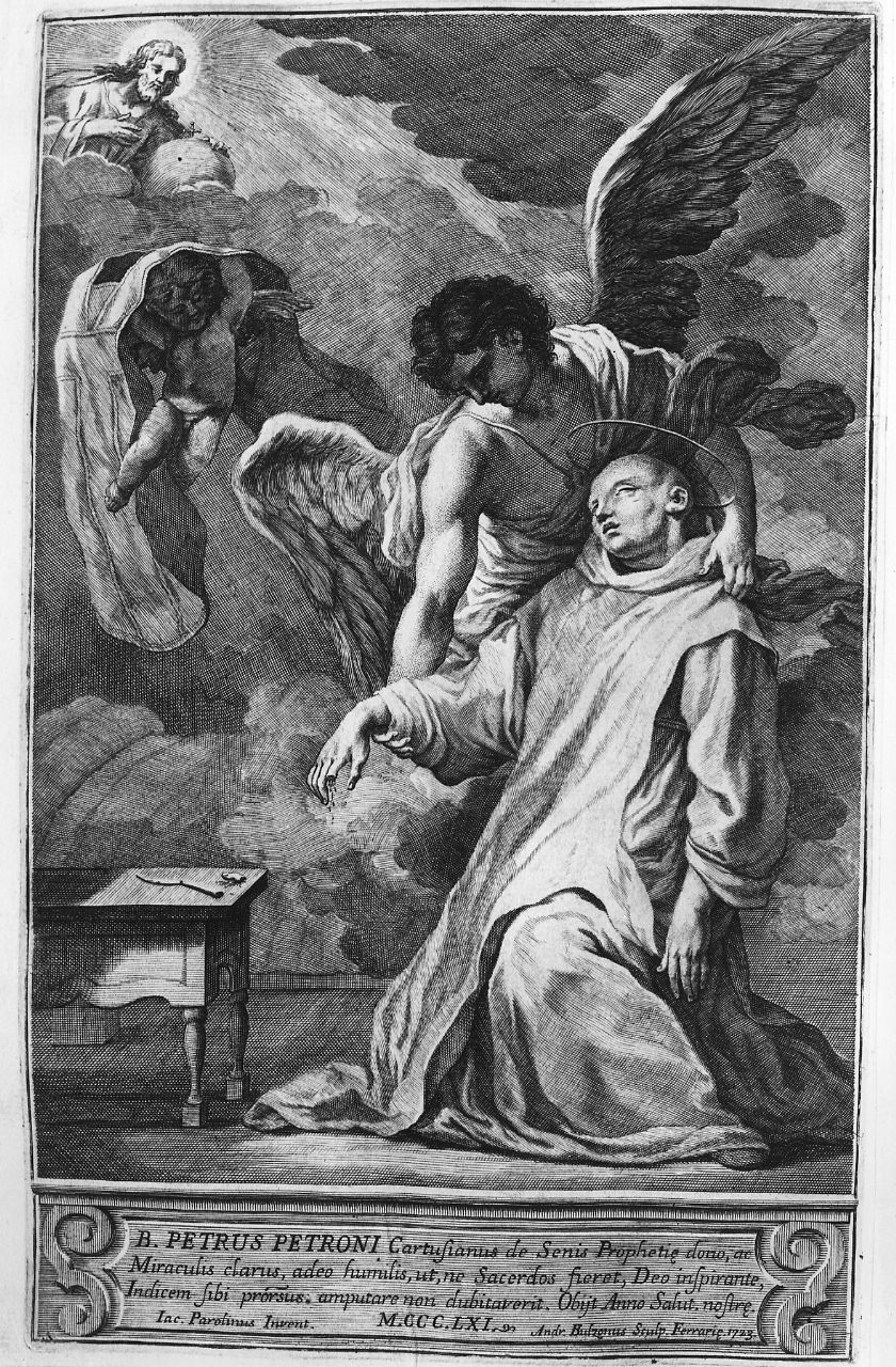 Beato Pietro Petroni (stampa tagliata) di Bolzoni Andrea, Parolini Giacomo (sec. XVIII)