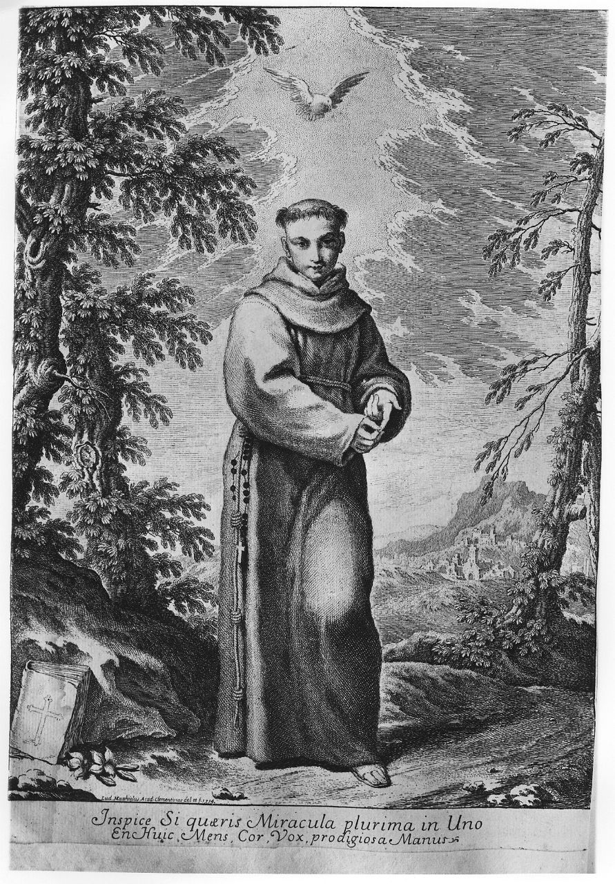 Sant'Antonio da Padova (stampa smarginata) di Mattioli Ludovico, Crespi Giuseppe Maria detto lo Spagnolo (sec. XVIII)