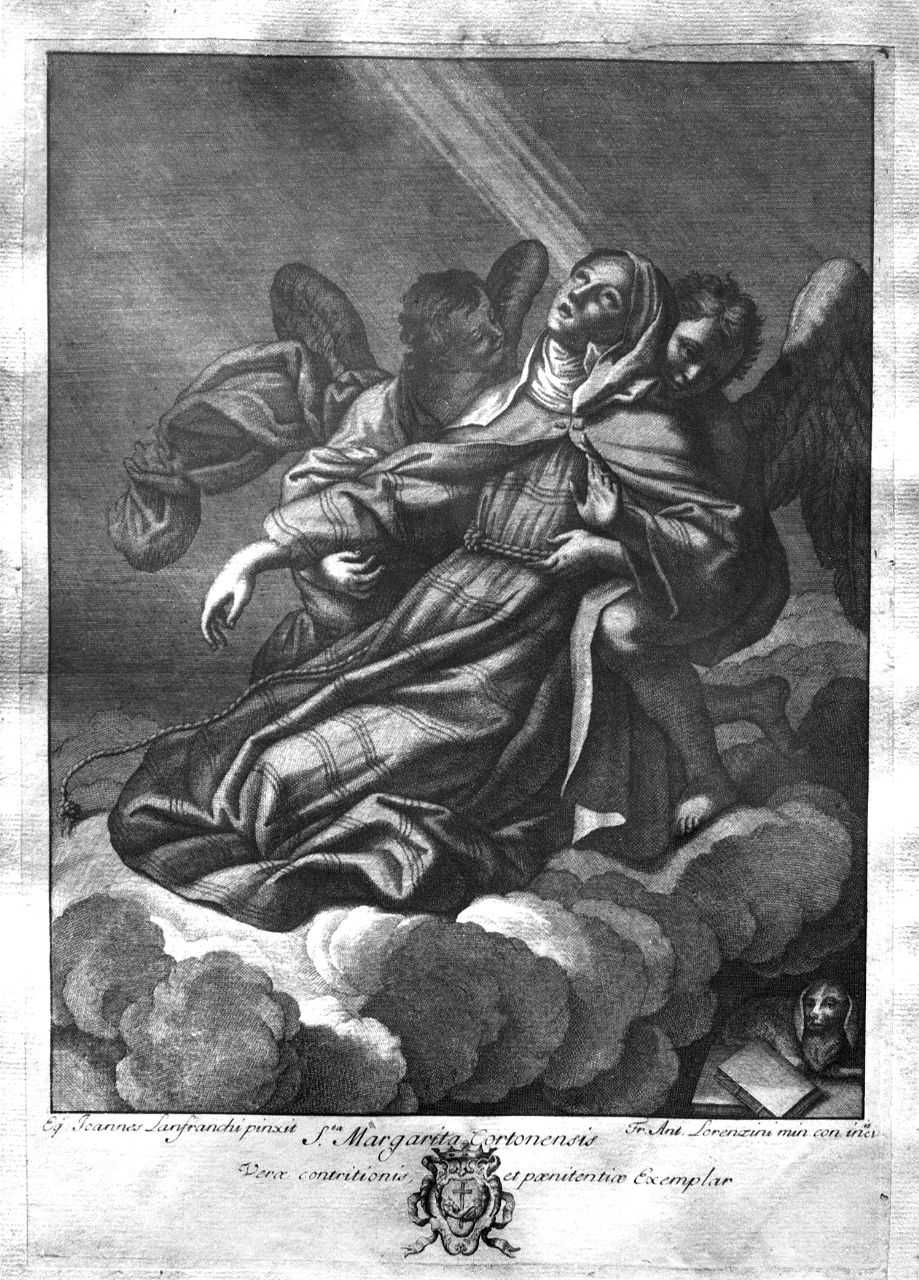 estasi di Santa Margherita da Cortona (stampa) di Lorenzini Giovanni Antonio, Lanfranco Giovanni (primo quarto sec. XVIII)