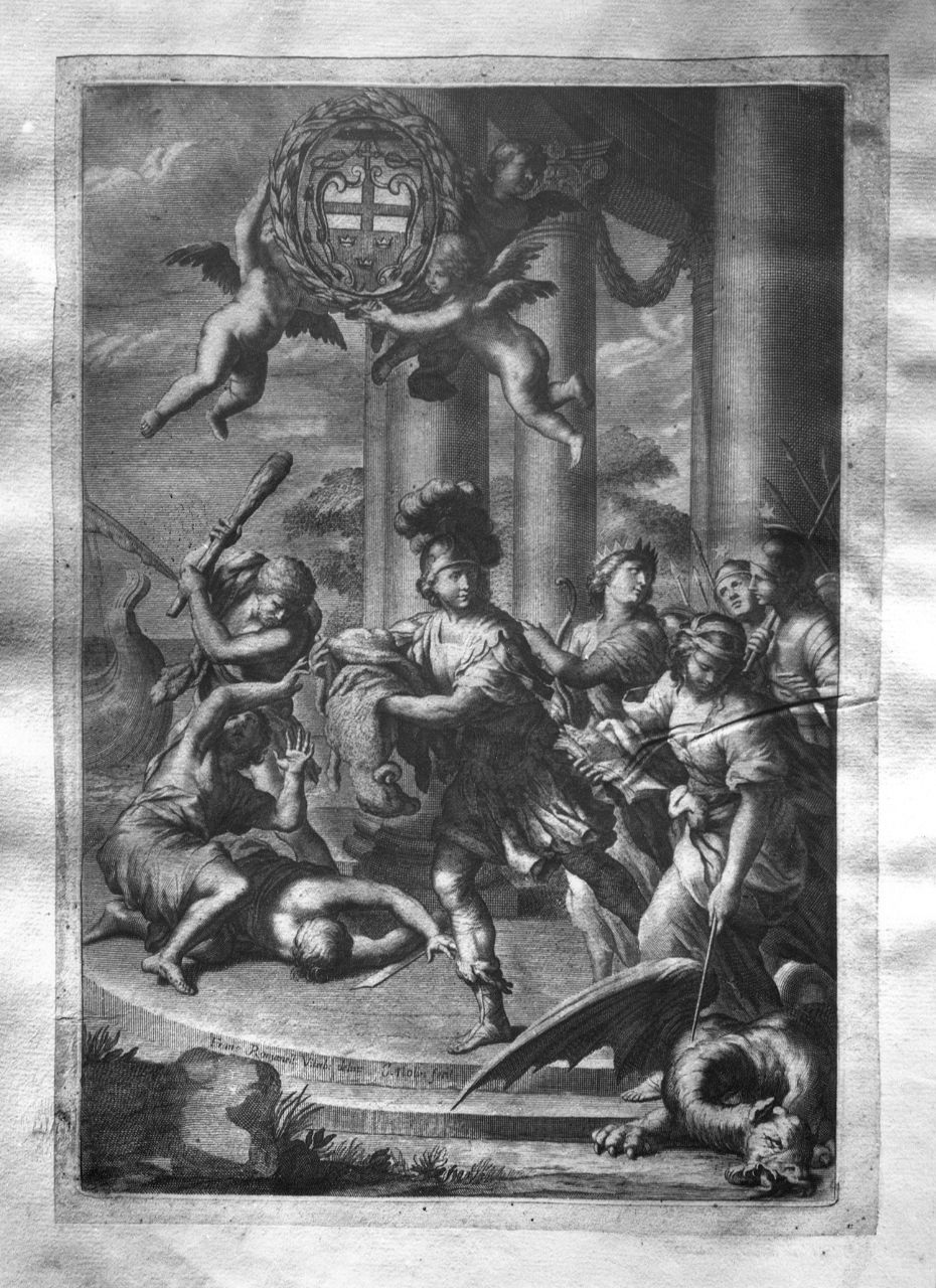 Giasone conquista il vello d'oro (stampa) di Nolin Jean Baptiste, Romanelli Giovanni Francesco (primo quarto sec. XVIII)