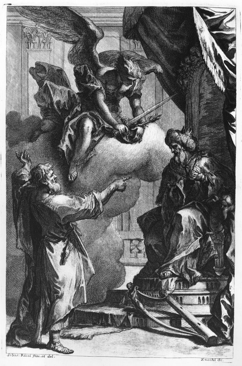 Nathan rimprovera David (stampa) di Ricci Sebastiano, Zucchi Andrea (attribuito) (prima metà sec. XVIII)