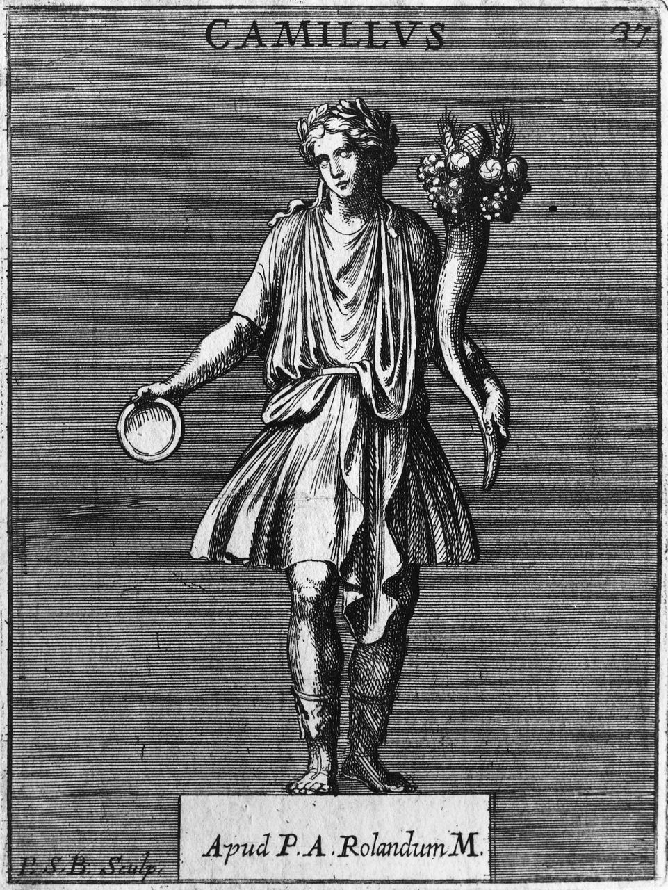 figura con cornucopia (stampa) di Bartoli Pietro Santi (seconda metà sec. XVII)