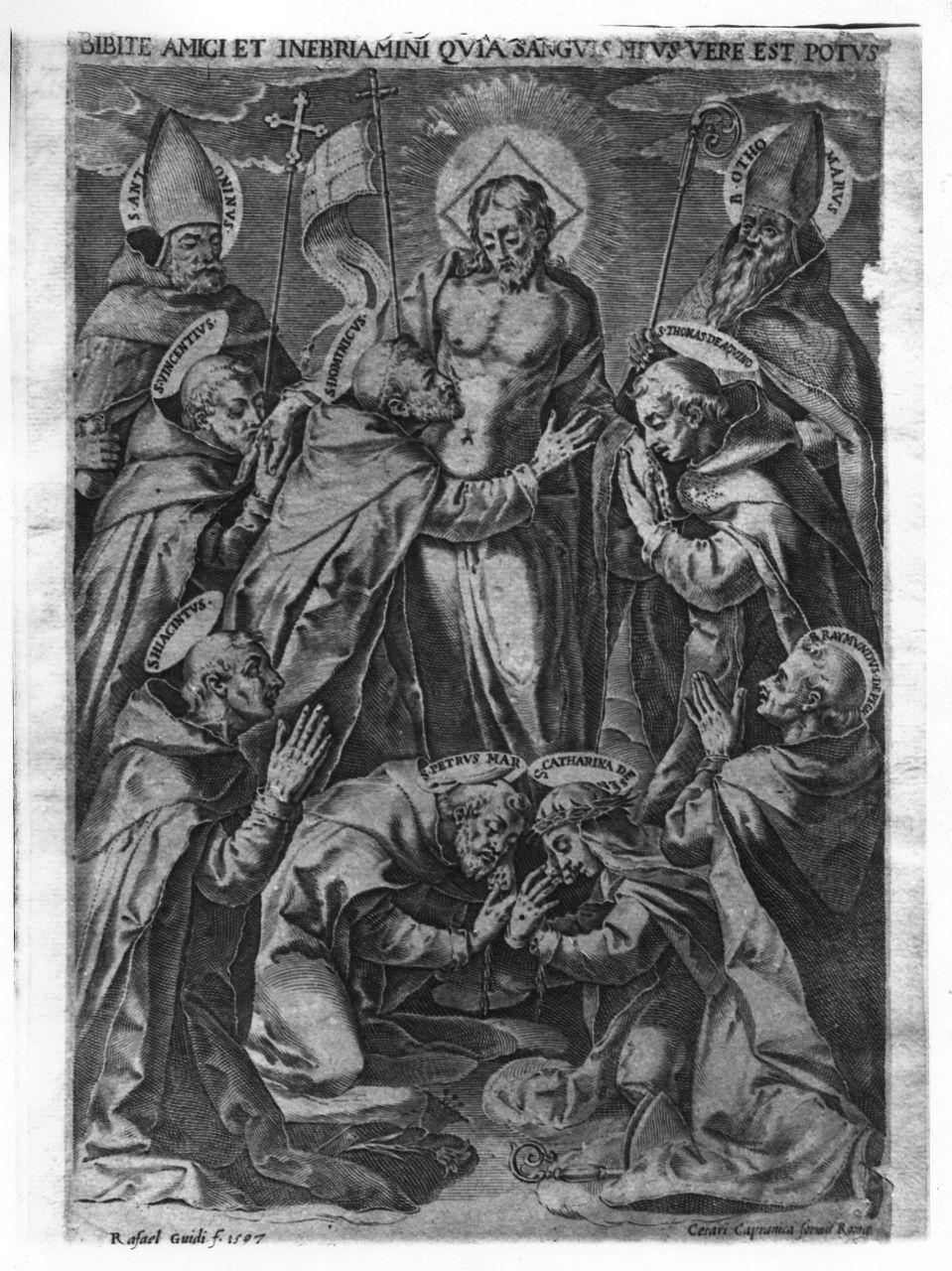 Cristo risorto e santi (stampa smarginata) di Guidi Raffaello (fine sec. XVI)