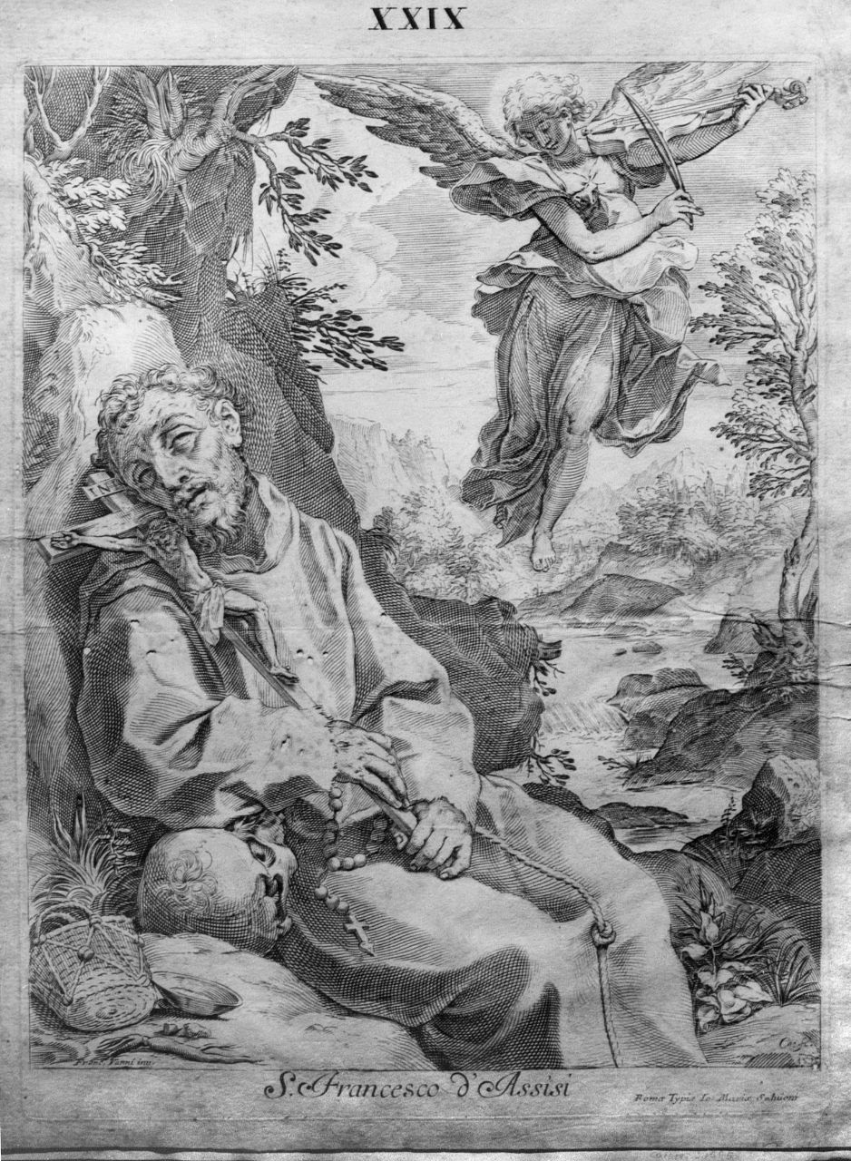 estasi di San Francesco d'Assisi (stampa) di Vanni Francesco, Carracci Agostino (sec. XVI)