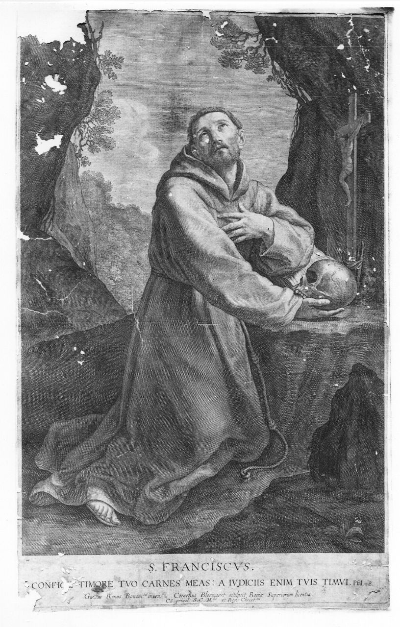 estasi di San Francesco d'Assisi (stampa smarginata) di Reni Guido, Bloemaert Cornelis (sec. XVII)