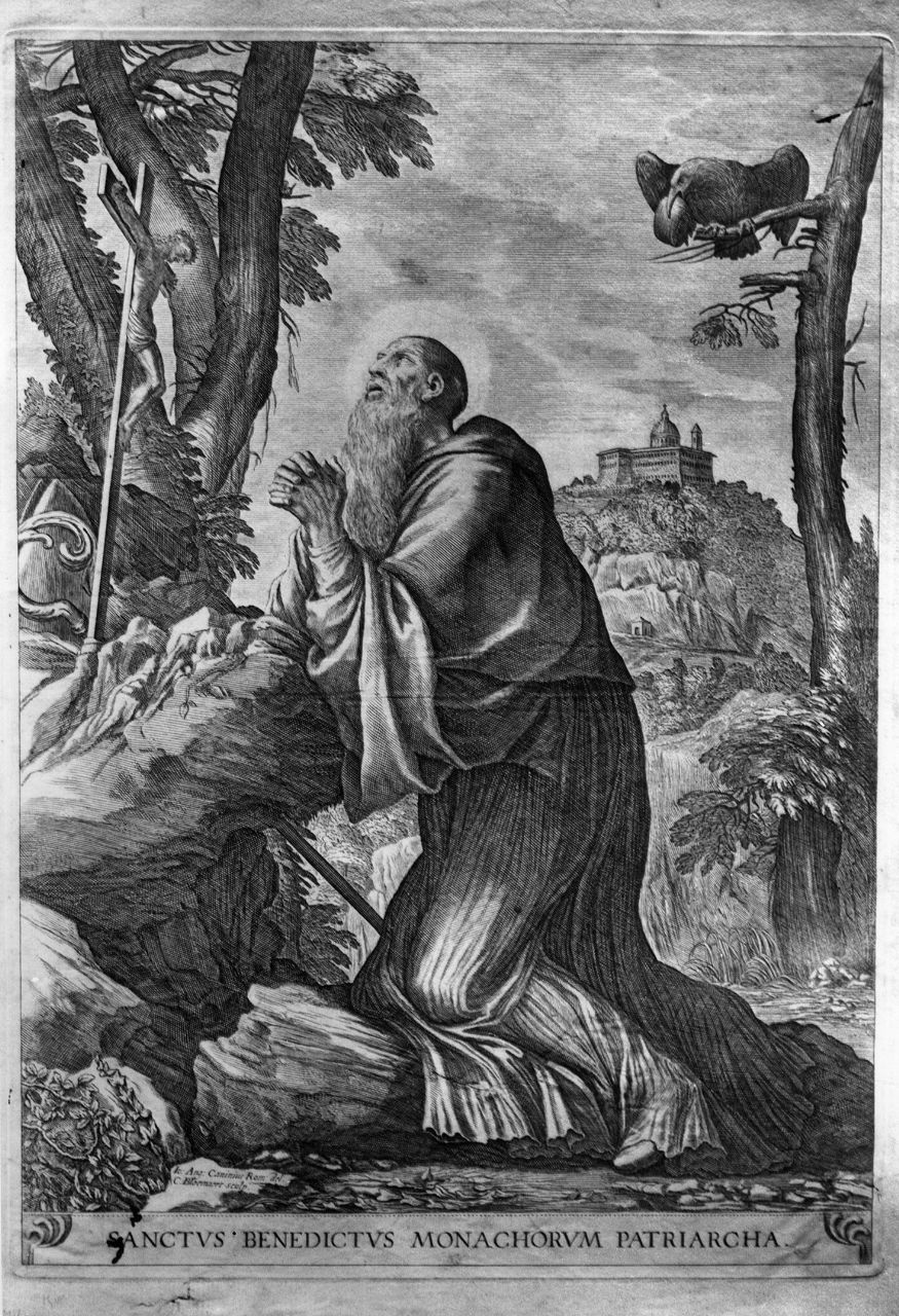 San Benedetto (stampa) di Canini Giovanni Angelo, Bloemaert Cornelis (sec. XVII)