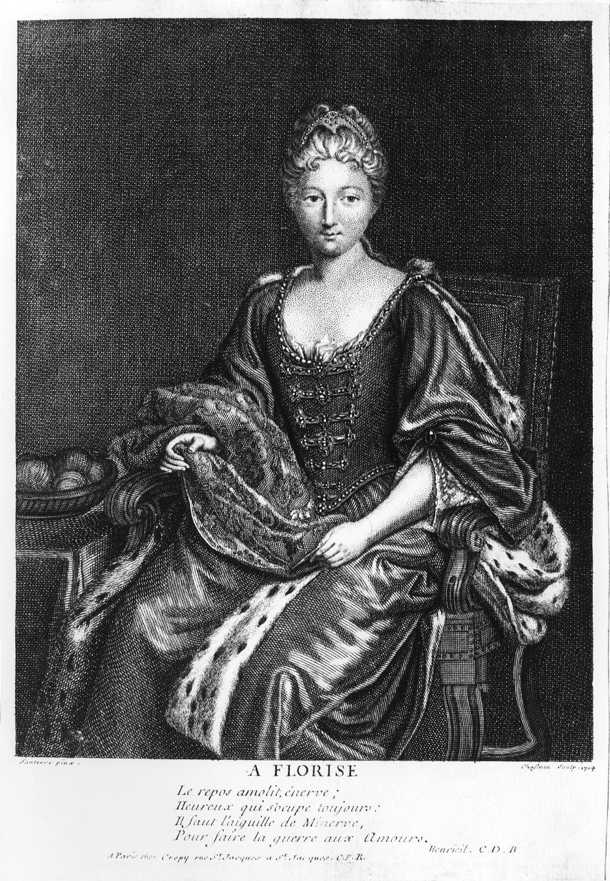 figura femminile seduta (stampa smarginata) di Santerre Jean Baptiste, Chasteau (primo quarto sec. XVIII)