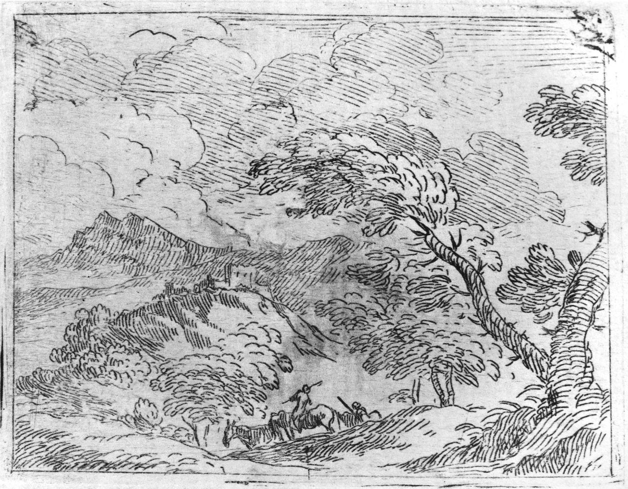 paesaggio con alberi (stampa) di Gabbiani Anton Domenico (fine/ inizio secc. XVII/ XVIII)
